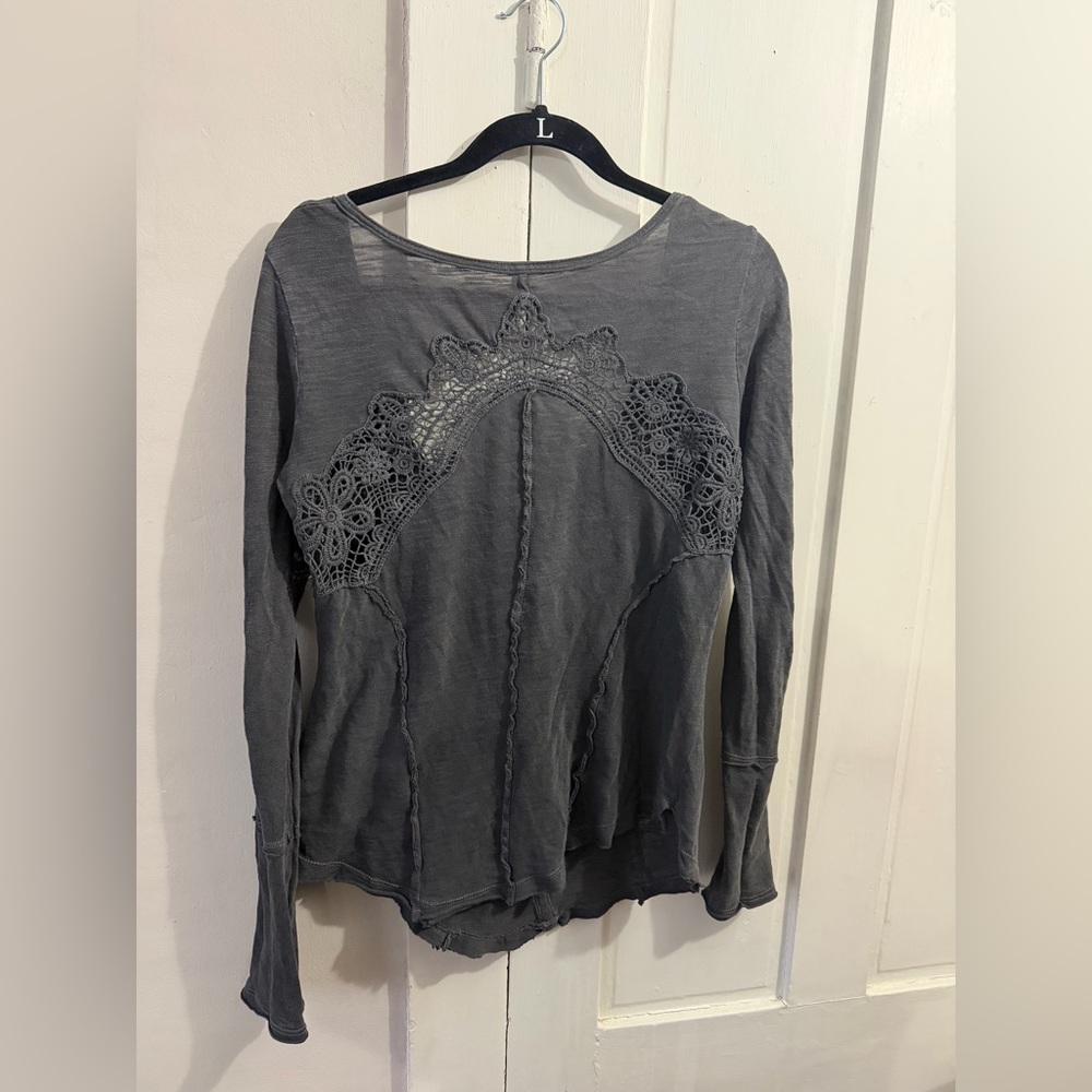 Free People Keepsake/Jade long sleeve crocheted button-down top - Picture 2 of 3